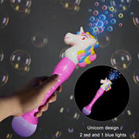 Baguette à bulles licorne lumineuse, souffleur de bulles automatique avec lumières colorées pour les fêtes d'enfants, cadeau d'extérieur