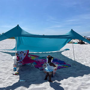 Portable Outdoor Sunshade <b>Tent</b> <b>Waterproof</b> Rainproof Sunproof Beach Camping Tarpaulin Made of Canvas and PVC - Product Image 5