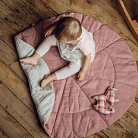 Tapis de jeu pour bébé rond en coton doux et lin, personnalisé, portable, matelassé, avec fond antidérapant, tapis d'activité, tapis d'escalade