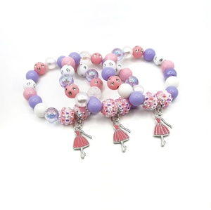 Purple Pink Beads Charm <b>Bracelet</b> Sorority Pretty Alloy Girl Pendant Charm <b>Bracelet</b> Wholesale - Product Image 1