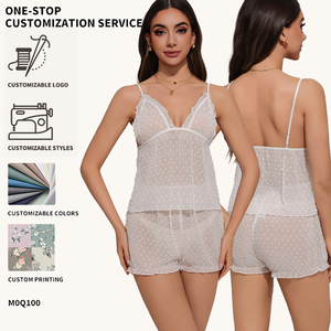 Elegante Set Pigiama Sexy in Pizzo e Raso per Donne, Abbigliamento Intimo per Casa e Notte - Product Image 1