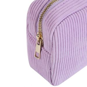 Pochette de rangement pour maquillage pour femme, personnalisée, couleur bonbon, en velours côtelé écologique, avec fermeture éclair, portable, pour le voyage et le rangement - Product Image 3