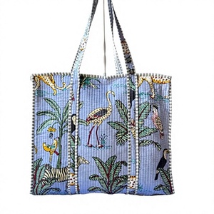 Style De Maison Bohemian Cotton Tote Bag Jungle Animal Print Reusable Zipper Closure Eco Friendly Beach Women's Handbag Custom - Product Image 1