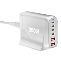 Pengisi daya multifungsi GaN, stasiun pengisian daya telepon Multiport 200W 160W 120W 4C2A untuk iPhone 17 16 15 14 13