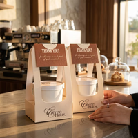 Support créatif pour gobelets en papier – Luxe minimaliste, idéal pour Instagram, emballage de boissons chaudes, logo personnalisé pour boulangerie