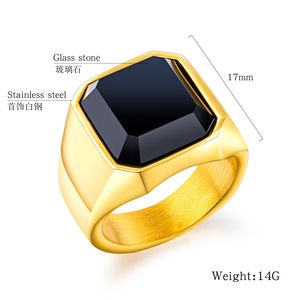Wholesale Certified Tarnish-Free Stainless Steel <strong>Men's</strong> <strong>Statement</strong> Signet <strong>Ring</strong> Square Black Gemstone Agate New Arrivals Trendy - Product Image 4