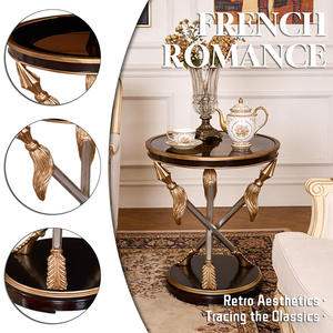 Tavolino Laterale di Lusso per Appartamenti e Ville, Design in Legno Massello, Base a X, Tavolino Rotondo in Legno di Betulla - Product Image 2