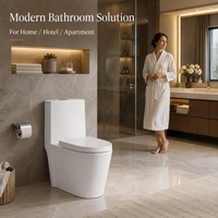 WC monobloc moderne en céramique avec chasse d'eau à siphon puissant, abattant à fermeture douce, siège à dégagement rapide, design peu encombrant
