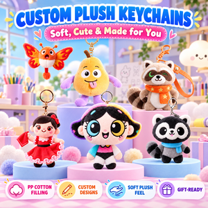 OEM ODM Custom PP Cotton Filled <b>Plush</b> Keychains, Cute <b>Animal</b> Cartoon <b>Stuffed</b> Keyring <b>Toys</b> Christmas Promotional Gifts - Product Image 1