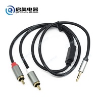 Câble audio stéréo RCA mâle 3,5 mm vers 2 RCA mâles QIAO QA-YPX004 (noir) en alliage cuivre-zinc