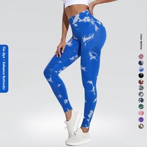 नए आगमन महिलाओं की निर्बाध टाई-डाई योग फिटनेस पैंट उच्च कमर कूल्हे उठाने वाले पेट तंग स्पोर्ट्स टाइट्स - Product Image 3