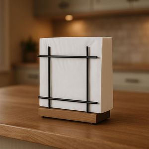 Modern <b>Butterfly</b> Design Metal Napkin Holder with Wooden Base Decorative Tabletop Tissue Organizer for <b>Dining</b> <b>Table</b> Kitchen - Product Image 4