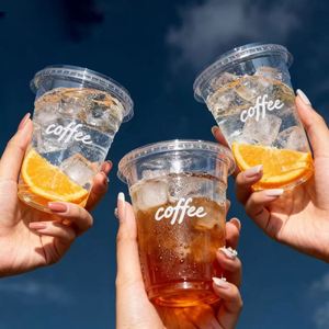 Gobelet en plastique transparent PET 89 mm 300 ml-700 ml avec couvercle pour café, jus, bière, impression personnalisée du logo, faible MOQ - Product Image 6