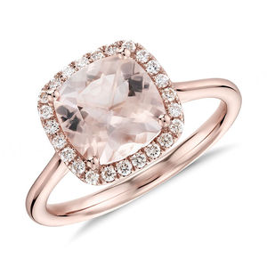 Bague en Morganite Baguette avec Diamants, Bague en Morganite Taille Émeraude, Bague en Morganite Baguette Triangulaire - Product Image 4