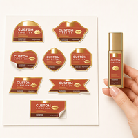 Feuilles d'étiquettes personnalisées pour emballage de rouge à lèvres, imprimées à chaud avec feuille d'or, autocollantes, étiquettes cosmétiques imperméables, autocollants mats, fabricant