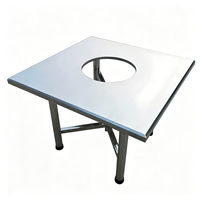 Table de camping et pique-nique carrée en acier inoxydable robuste et détachable avec réchaud à charbon pour usage commercial, hôtels, restaurants, hot pot et barbecue