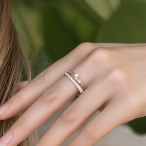 Fashion <b>Rings</b> 316L Stainless Steel PVD Gold Plating Pearl Inlay <b>Adjustable</b> <b>Size</b> For Women Jewelry - Product Image 3