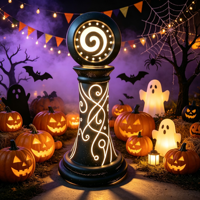 Décoration d'Halloween extérieure, statue de pilier en fibre de verre imperméable, éclairage LED, grand accessoire 3D pour Halloween, décoration de fête