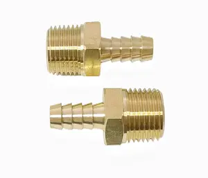 Pipe Fitting And Air Hose End Fittings 1/4" Barb X 1/2" NPT Male Thread PipeSolid Brass Male Pipe Adapter