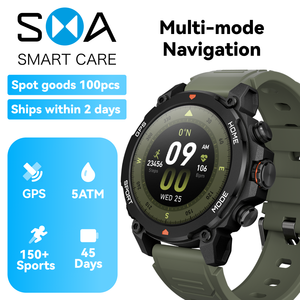 Montre connectée sportive SMA G6 Active 2, tracker d'activité pour Android et <span class=keywords><strong>iPhone</strong></span>, 44 mm, batterie 15 jours, résistante à l'eau, cartes <span class=keywords><strong>GPS</strong></span> - Product Image 2