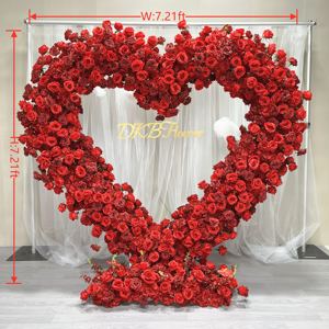 DKB fábrica bajo precio personalizado rojo seda Rosa flor arco lujo corazón propuesta telón de fondo Decoración - Product Image 2