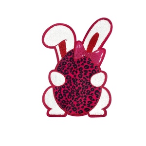 Insignias de lentejuelas de alambre de lingotes Parches de purpurina ecológicos para planchar Pin DE SEGURIDAD Chenille de Pascua Orejas de conejo Parche de arco bordado - Product Image 3