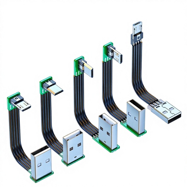 USB Silicone Soft Cable Mini USB Elbow Trapezoidal T-Port Power & Data Cable for Mobile Phone with Copper Conductor