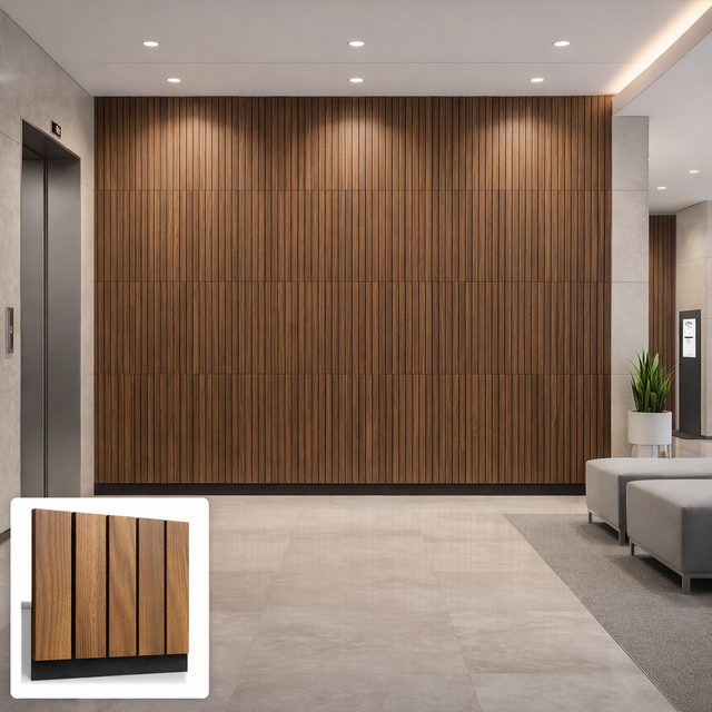 Wood Slat Wall Panel Decorative Acoustic Panel for Meeting Room and Public Area Walls