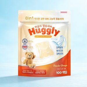 Venta al por mayor de cápsulas concentradas Huggly 8 en 1 en polvo con aroma fresco y limpieza profunda para lavado diario de ropa para una sola persona - Product Image 1