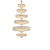 Lustre en cristal de luxe postmoderne pour plafond haut, éclairage creux pour villa, duplex, salon, escalier rotatif