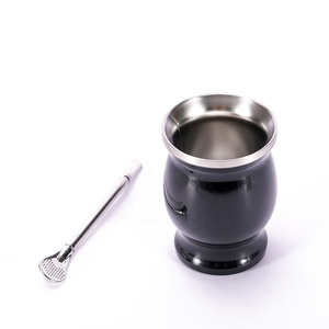 Jarra de té de acero inoxidable con pajita y cepillo, vaso <span class=keywords><strong>Mate</strong></span>, novedad, oferta - Product Image 1