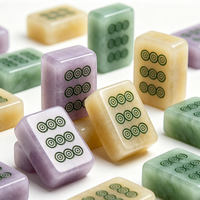Jeu de tuiles de mahjong semi-translucides de style jade américain, douces et fraîches, au toucher premium, pour les soirées de jeu et les rassemblements.