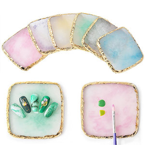 Paleta de Resina para Arte de Uñas, 6 Colores, Borde Dorado, Cuadrada, Tipo Ágata, Bandeja para Mezclar Gel UV, para Herramientas de Manicura de Salón, Venta al Por Mayor - Product Image 2