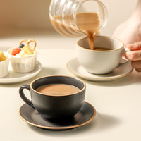 Ensemble de tasses à expresso en céramique italienne, porcelaine, couleur unie, simple, passe au lave-vaisselle, résistant à la chaleur, café, latte art, design européen