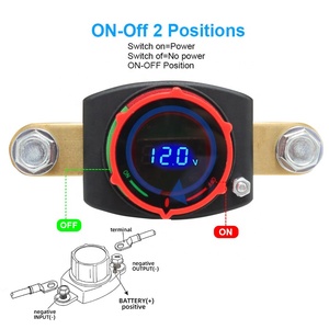 헤비 듀티 배터리 차단 스위치 DC 5-60V 사이드 포스트 킬 스위치 볼트미터 포함 전원 차단 스위치 RV 자동차 보트용 - Product Image 4