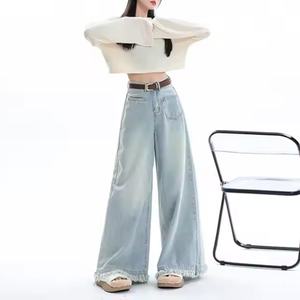 Jeans OEM de Primavera Personalizados de Alta Calidad, de Tiro Bajo, Holgados, Estilo Urbano, Casual, Vintage, Desgastados, para Chicas - Product Image 3