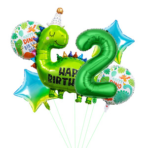 Decorazioni per sfondo con palloncini a forma di dinosauro verde, accessori fotografici per servizi fotografici di bambini di un <span class=keywords><strong>anno</strong></span>, forniture per feste di compleanno - Product Image 2