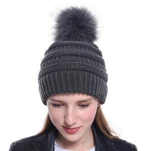Chapeau chaud en acrylique, design léopard coloré, logo personnalisé, chapeaux d'hiver unisexes, chapeau en fourrure à <span class=keywords><strong>pompon</strong></span> tricoté pour femmes - Product Image 6