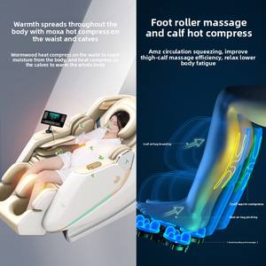 Jade-Stein-Massagestuhl Ganzkörper-Airbags Feste Rotierende Kugeln U-förmiges Kissen Oberschenkel-Bein-Fuß-Roller Heizung Bluetooth KI-Sprachsteuerung - Product Image 6