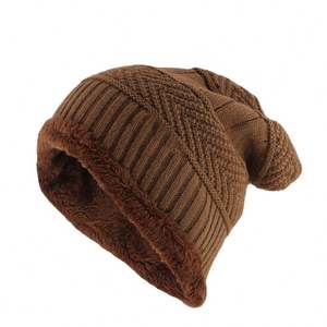 Gorro de Invierno para Hombre K104, Gorro de Punto Negro, Gorro de Otoño, Grueso y Cálido, Gorro de Punto Suave de Algodón - Product Image 6