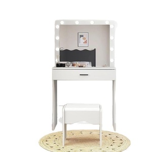 <span class=keywords><strong>Coiffeuse</strong></span> moderne minimaliste <span class=keywords><strong>avec</strong></span> miroir et tabouret, mobilier de chambre personnalisable pour la maison - Product Image 1