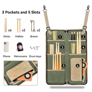 BSCI-zertifizierte Fabrik: 12oz gewachste Canvas-Drumstick-Tasche mit <span class=keywords><strong>Tom</strong></span>-Haken, PU-Lederbesatz, Drumstick- und Schlägel-Gigbag, Großhandel - Product Image 5