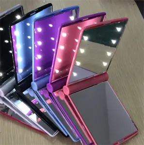 8 LED 조명 Foldable 메이크업 거울 레이디 화장품 손 접는 휴대용 컴팩트 포켓 미러