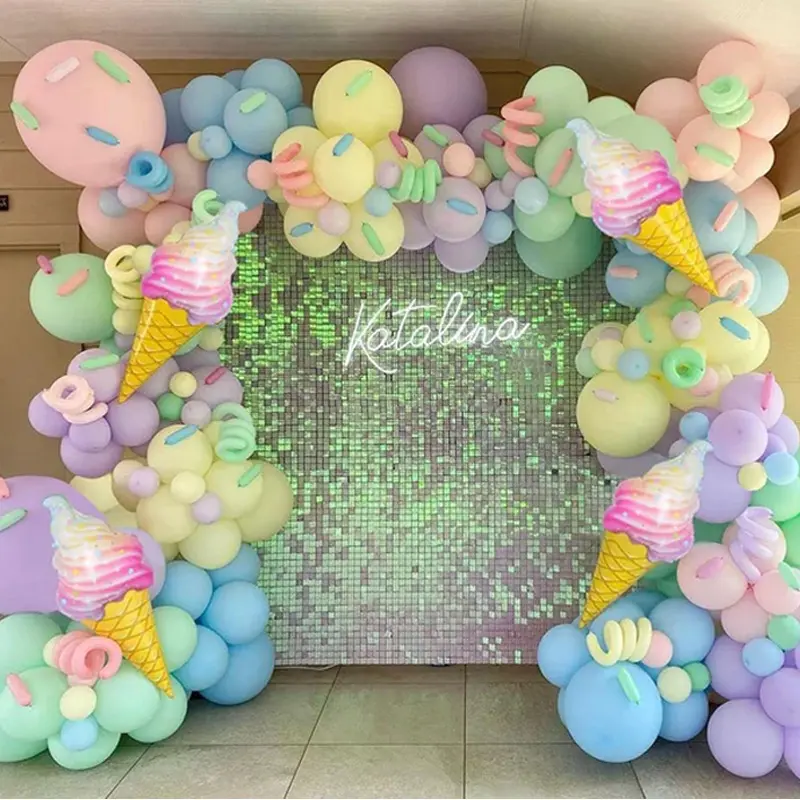 Simpatico gelato a tema Macaron Foil Latex Balloon Chain Garland Arch Set Girl Birthday Party Baby Shower Decoration produttore