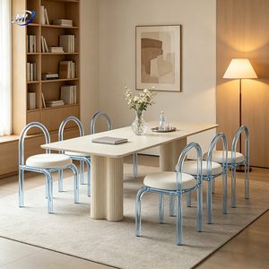 Chaise en tube de résine transparente ML, style moderne et minimaliste, chaise de salle à manger en tube transparent, cadre en plastique léger, assise blanche, mobilier pour la maison - Product Image 5