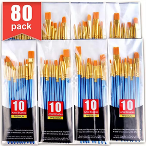 Набор акриловых кистей, 10 шт., с тонким нейлоновым ворсом, деревянная ручка, плоские кисти для акварели, акрила, масляной живописи, хит продаж - Product Image 1