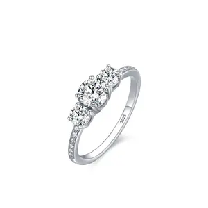 ผู้หญิงแหวนแต่งงาน mariage Custom Lab อัญมณี Moisaanite เครื่องประดับเพชร 925 แหวนหมั้นเงิน