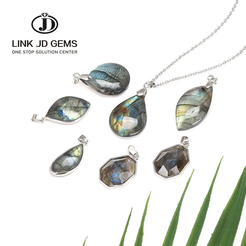 JD – pendentif en Labradorite naturelle, pierre de lune, pierre de soleil, Divination, méditation spirituelle, bijoux