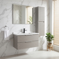 Meuble-lavabo moderne en bois massif imperméable avec miroir inclus