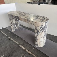 Calacatta Viola Marmor Ovaler Konsolentisch Massiver Naturstein Eingangsbereich Flurtisch Mit Gebogenen Beinen Maßanfertigung